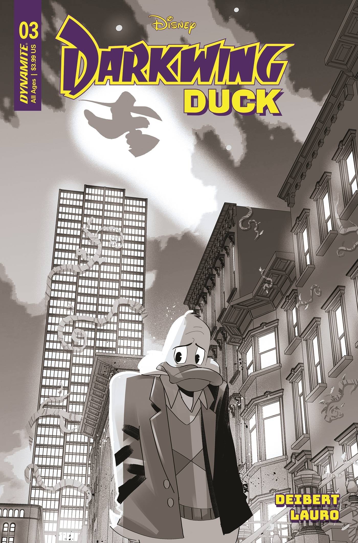 DARKWING DUCK #3 CVR W 10 COPY FOC INCV KAMBADAIS B&W