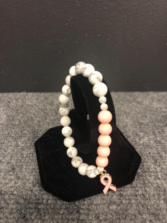 DAYNA'S DELICACIES  BEADED BRACELET-PINK & MARBLE