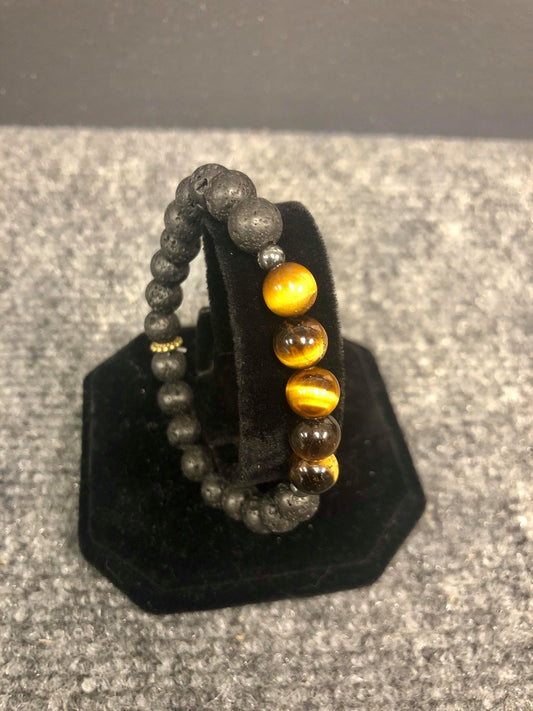DAYNA'S DELICACIES  BEADED BRACELET-CHARCOAL