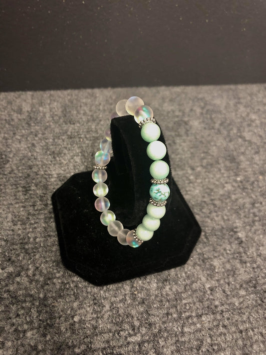 DAYNA'S DELICACIES  BEADED BRACELET-TEAL